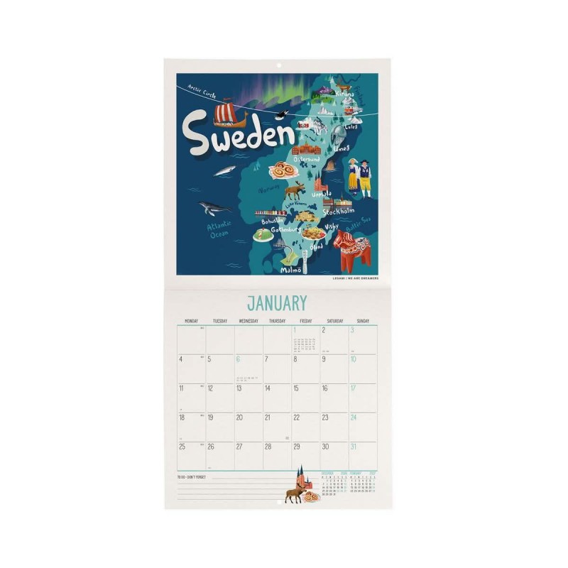 Legami Wall Calendar 2027 Around The World 18x18cm