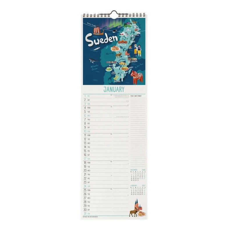 Legami Wall Calendar 2027 Lets Travel The World 16x49cm