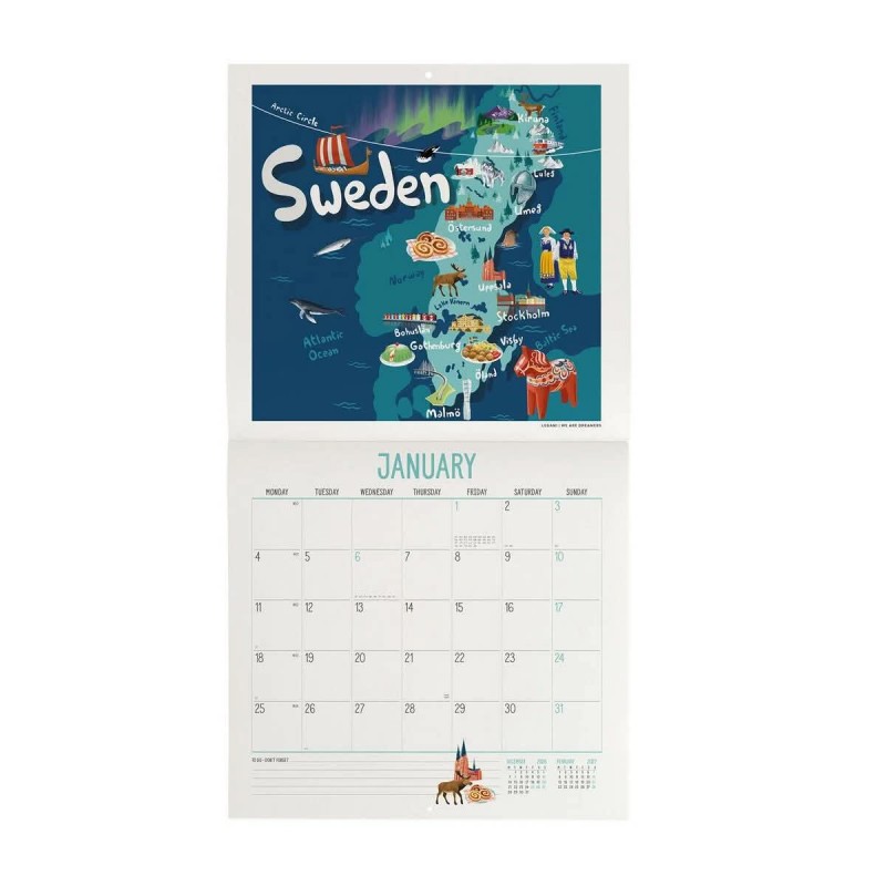 Legami Wall Calendar 2027 Lets Travel The World 30x29cm