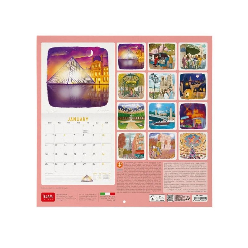 Legami Wall Calendar 2027 Paris 30x29cm