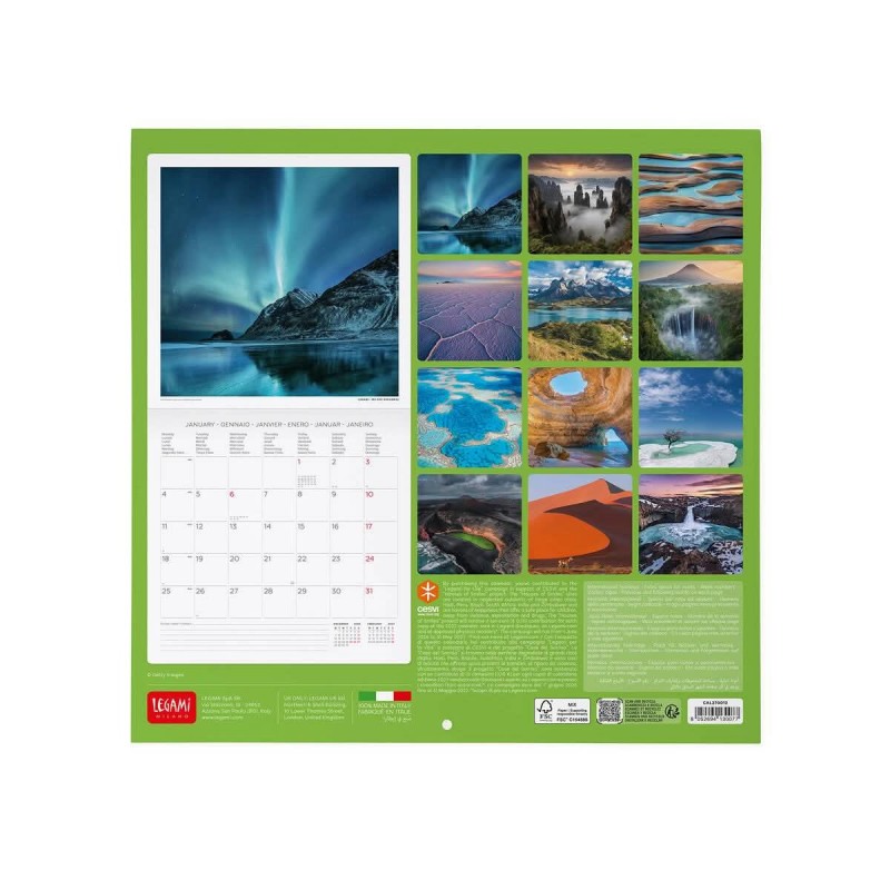 Legami Wall Calendar 2027 Planet Earth 30x29cm