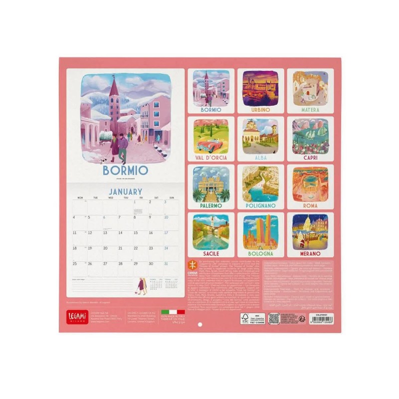Legami Wall Calendar 2027 Italy 30x29cm