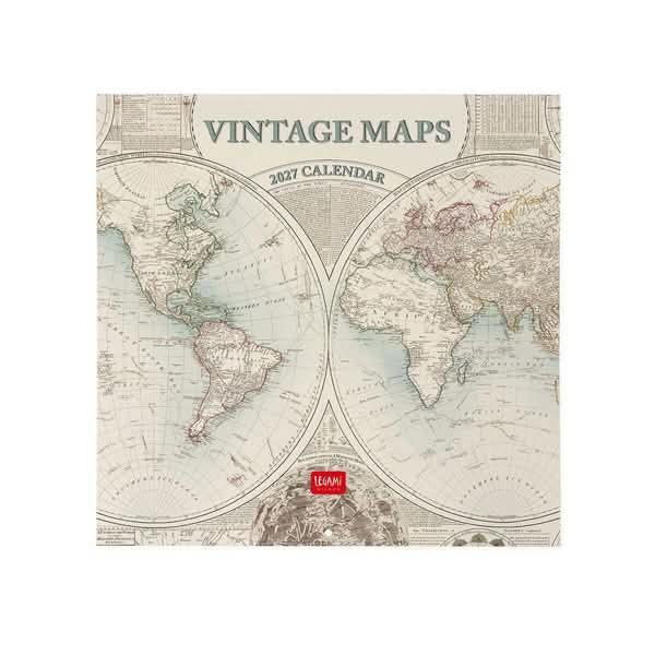 Legami Wall Calendar 2027 Vintage Maps 30x29cm Legami Wall Calendar 2027 Vintage Maps 30x29cm