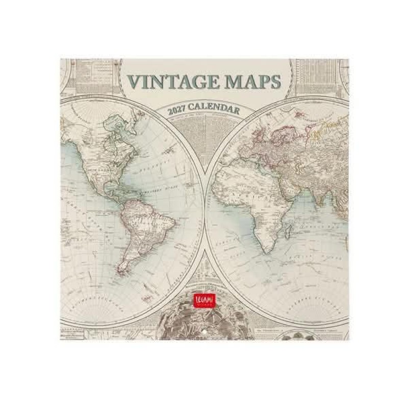 Legami Wall Calendar 2027 Vintage Maps 30x29cm