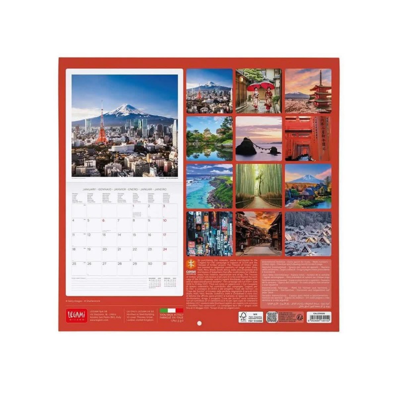 Legami Wall Calendar 2027 Beauty Of Japan 30x29cm
