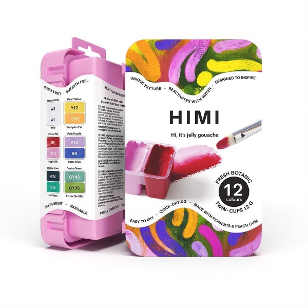HIMI Twin Cup Gouache Σετ 12 Fresh Botanic Colours HIMI Twin Cup Gouache Σετ 12 Fresh Botanic Colours