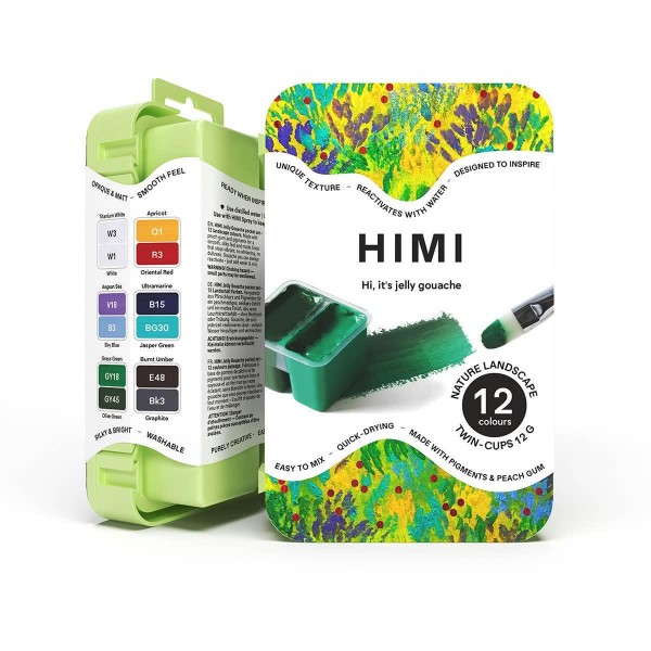 HIMI Twin Cup Gouache Σετ 12 Χρώματα Φύσης-Τοπίου HIMI Twin Cup Gouache Σετ 12 Χρώματα Φύσης-Τοπίου