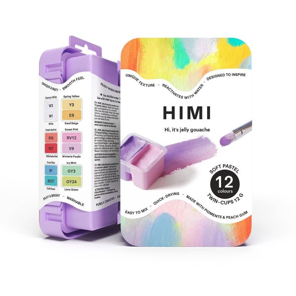 HIMI Twin Cup Gouache Σετ 12 Παστέλ Χρώματα HIMI Twin Cup Gouache Σετ 12 Παστέλ Χρώματα