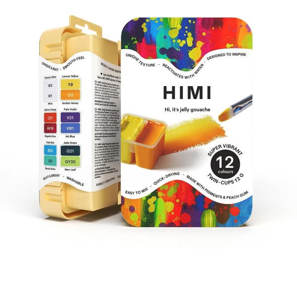 HIMI Twin Cup Gouache Σετ 12 Εντονα Χρώματα HIMI Twin Cup Gouache Σετ 12 Εντονα Χρώματα