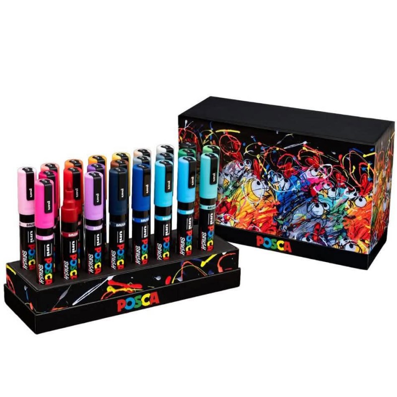 Σετ 24 Μαρκαδόροι Posca Brush 1-4mm L.E. Stand