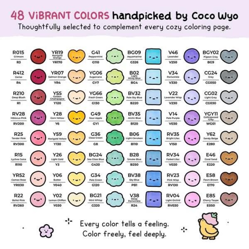 Ohuhu Honolulu B Σετ 48 48 Μαρκαδόροι Οινοπνεύματος και Coloring Book Coco Wyo
