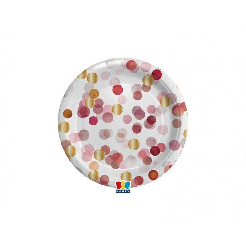 Χάρτινα Πιάτα Γλυκού Pink and Gold Dots 8τεμ