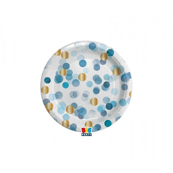 Χάρτινα Πιάτα Γλυκού Blue and Gold Dots 8τεμ Χάρτινα Πιάτα Γλυκού Blue and Gold Dots 8τεμ