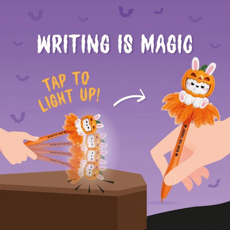 Legami Light-up Ballpoint Pen - Pumpkin Bunny - Writing is Magic