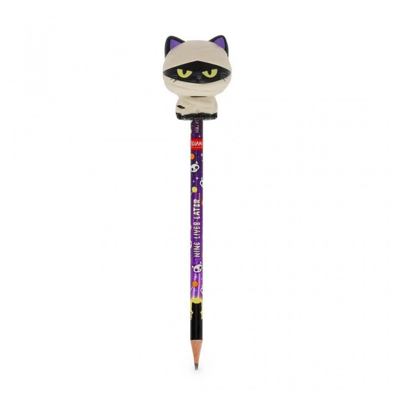 Legami Pencil with Halloween Squishy Mummy Cat