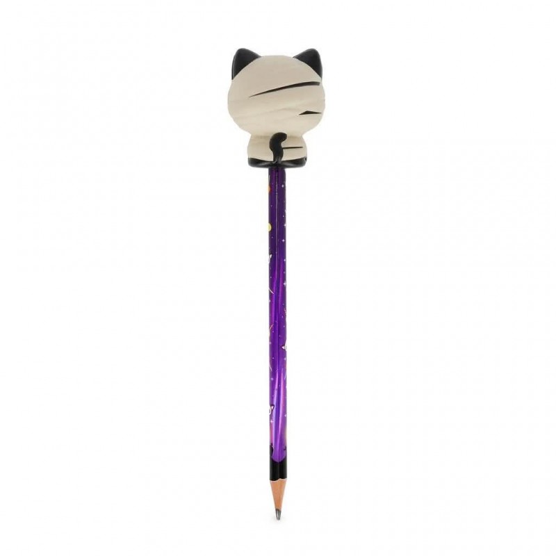 Legami Pencil with Halloween Squishy Mummy Cat