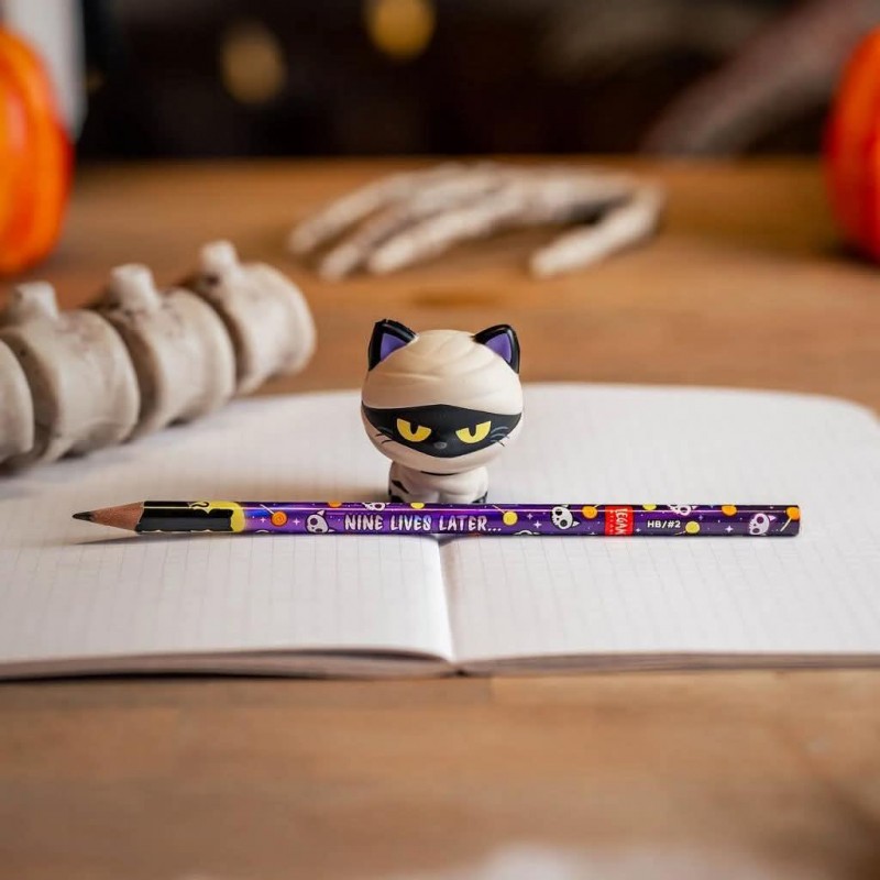 Legami Pencil with Halloween Squishy Mummy Cat