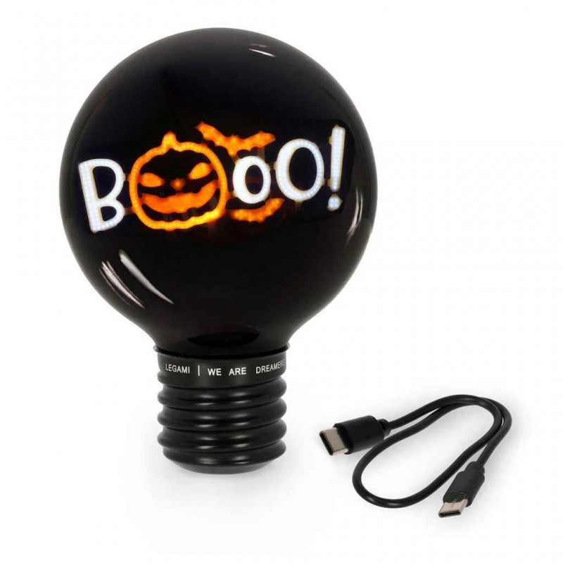 Legami Decorative XL Lightbulb-Shaped Table Lamp - Pumpkin Booo