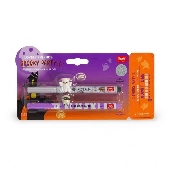 Legami Set of 2 Gel Pens with Decorative Animal Charm Spooky Party Legami Set of 2 Gel Pens with Decorative Animal Charm Spooky Party