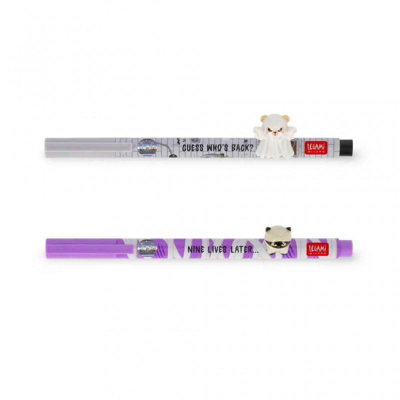 Legami Set of 2 Gel Pens with Decorative Animal Charm Spooky Party Legami Set of 2 Gel Pens with Decorative Animal Charm Spooky Party