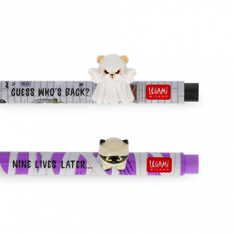 Legami Set of 2 Gel Pens with Decorative Animal Charm Spooky Party Legami Set of 2 Gel Pens with Decorative Animal Charm Spooky Party