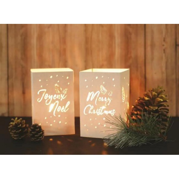 Χάρτινο Φαναράκι για Κερί Led  Merry Christmas 150x100mm