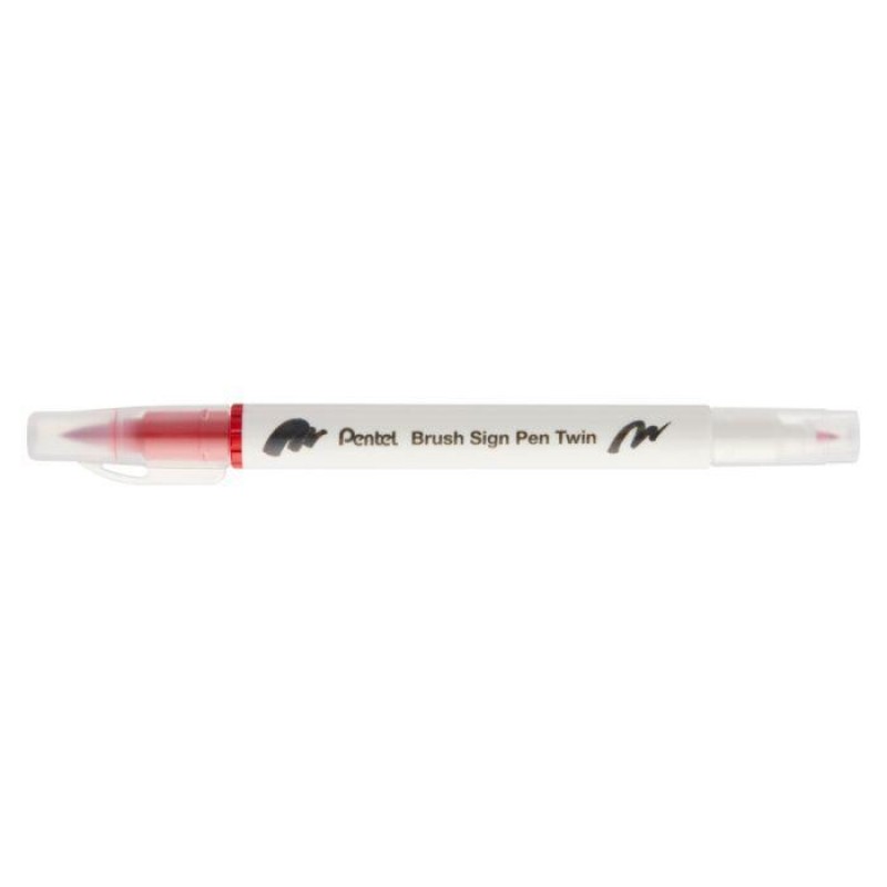 Sign pen twin brush Red