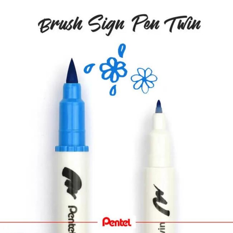 Sign pen twin brush Steel Blue