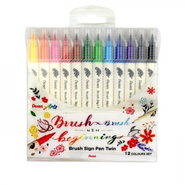 Set Sign pen twin brush 12 pens Set Sign pen twin brush 12 pens