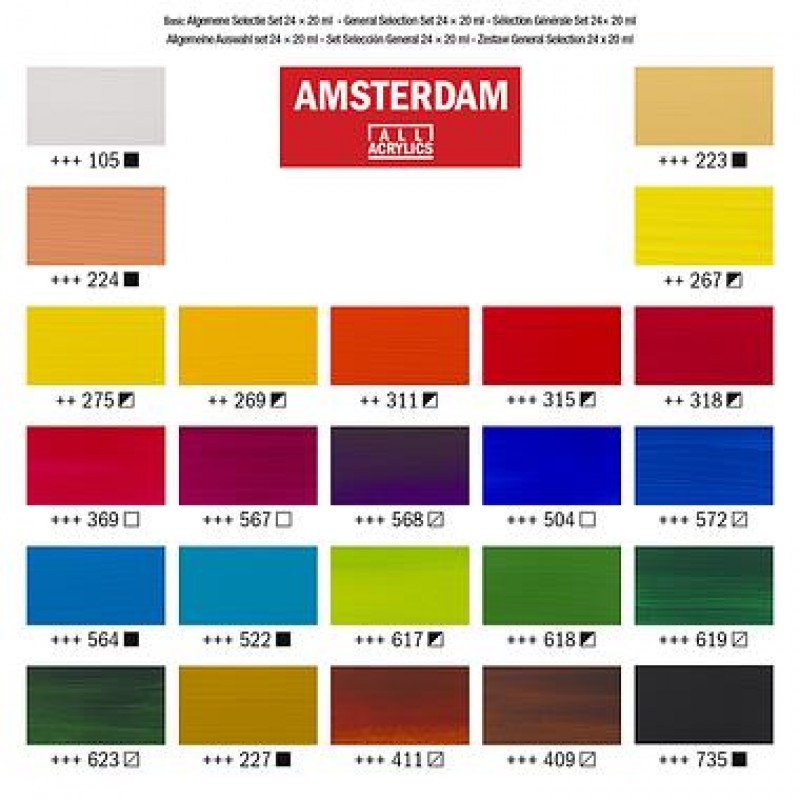 Amsterdam Σετ 24 Ακρυλικά Χρώματα 20ml General