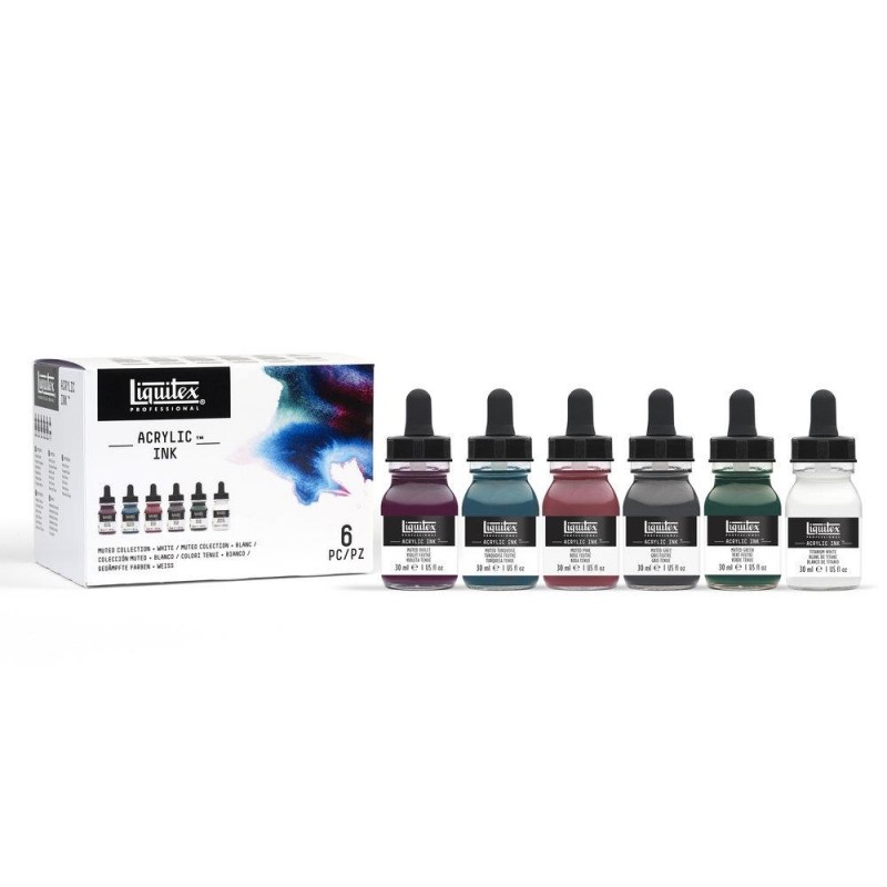 Liquitex Professional Acrylic Ink 6 x 30ml Muted Collection + White