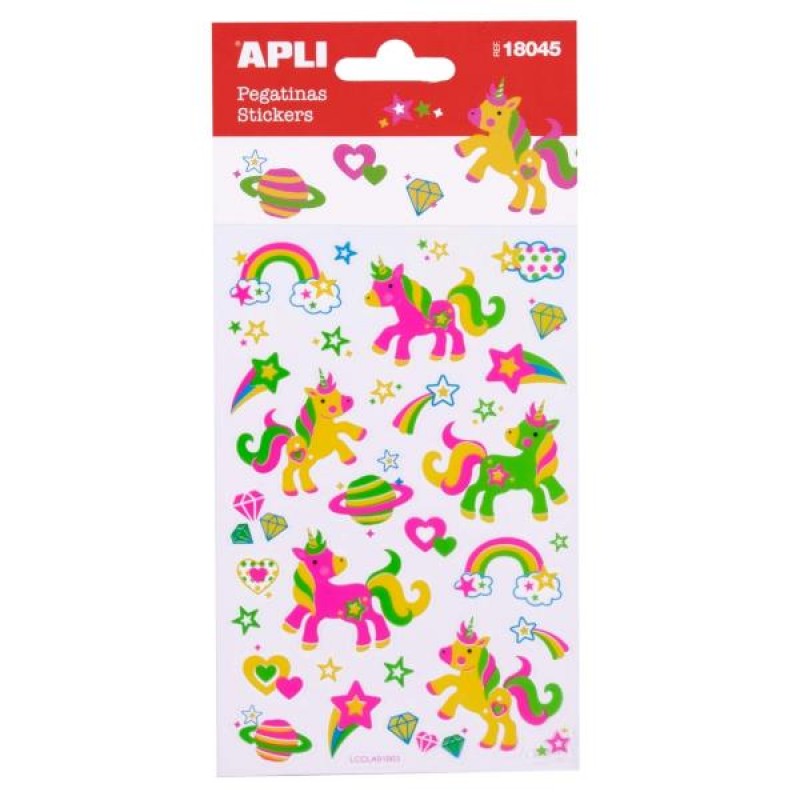 Apli Kids Neon Unicorn Stickers