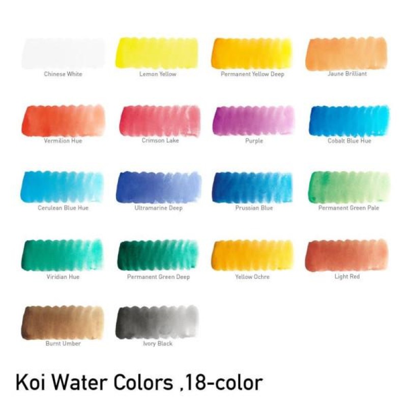 Σετ ακουαρέλας Koi με 18 χρώματα και πινέλο με δοχείο νερού