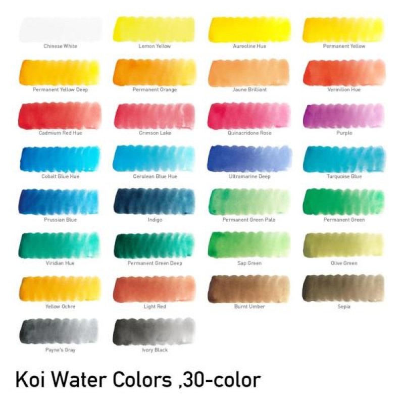 Σετ ακουαρέλας Koi με 30 χρώματα και πινέλο με δοχείο νερού