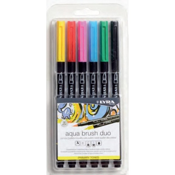 Lyra Σετ 6 Μαρκαδόροι Πινέλο Ακουαρέλας Primary Colours Lyra Σετ 6 Μαρκαδόροι Πινέλο Ακουαρέλας Primary Colours
