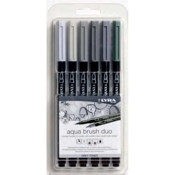 Lyra Σετ 6 Μαρκαδόροι Πινέλο Ακουαρέλας Grey Tones Lyra Σετ 6 Μαρκαδόροι Πινέλο Ακουαρέλας Grey Tones