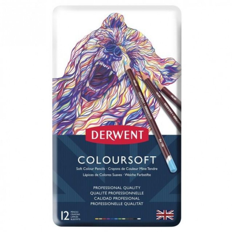 Derwent Μεταλλική Κασετίνα με 12 Μολύβια Coloursoft