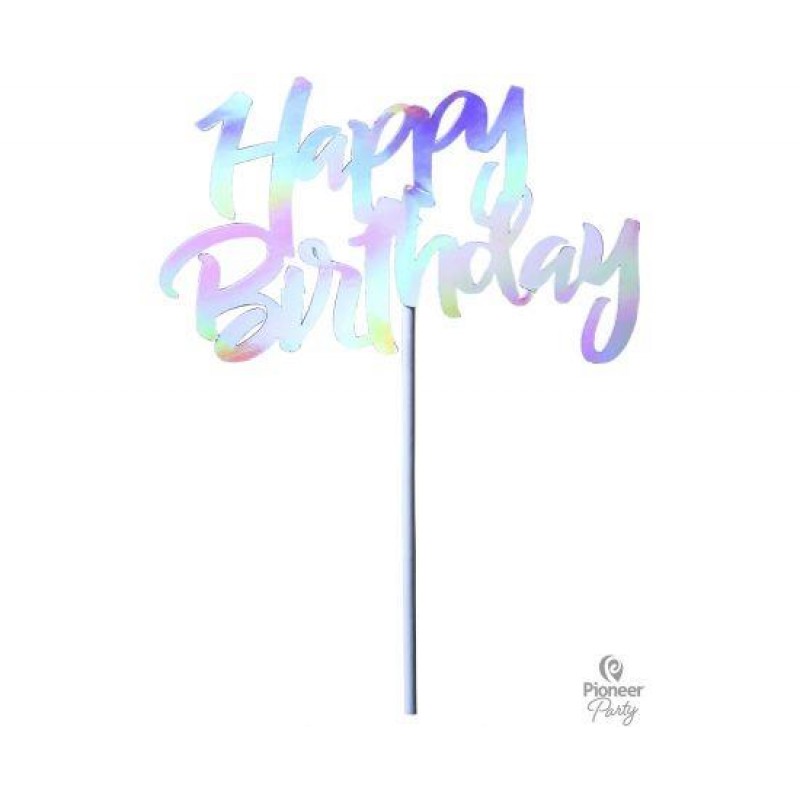 Διακοσμητικό Τούρτας Iridescent Happy Birthday / 14.5 x 9.2cm
