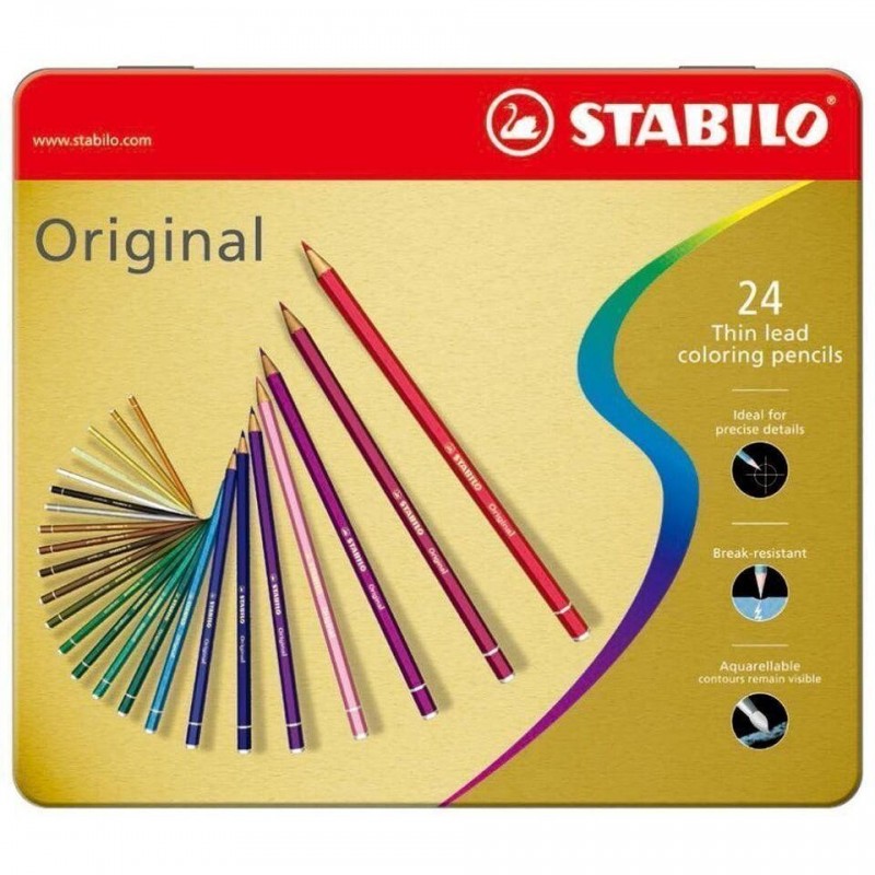 Stabilo Original 87 Μεταλλική Κασετίνα με 24 Χρωματιστά Μολύβια