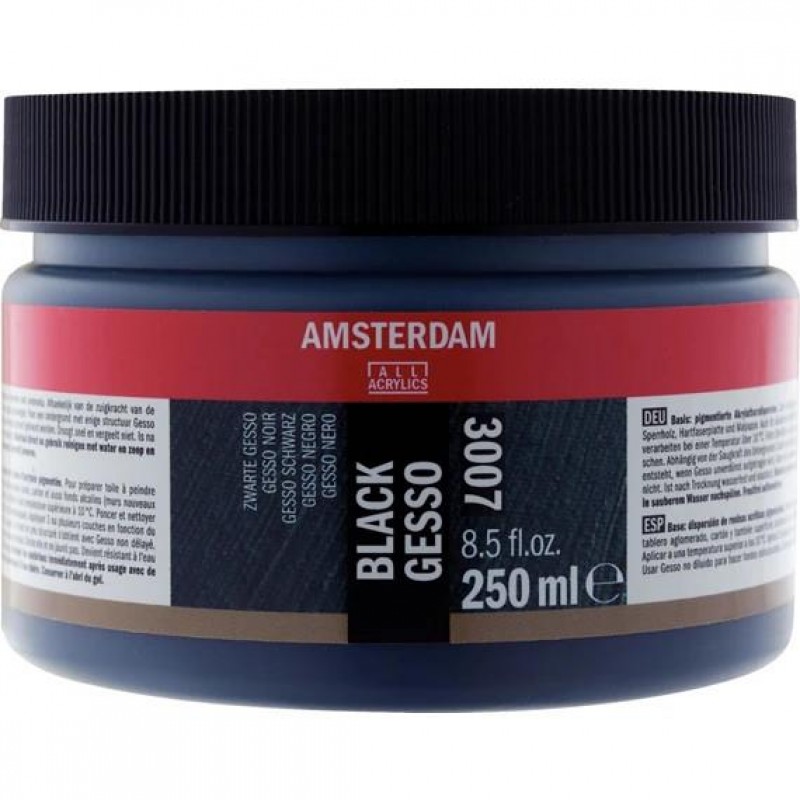 Amsterdam  Έτοιμη Προετοιμασία Gesso Μαύρο 250ml