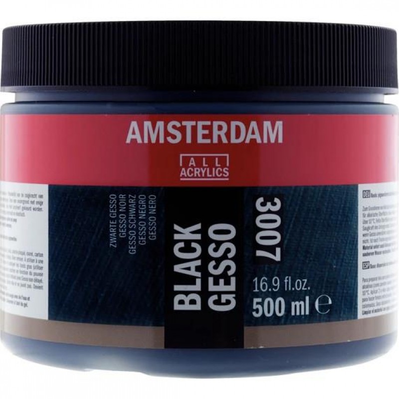 Amsterdam  Έτοιμη Προετοιμασία Gesso Μαύρο 500ml