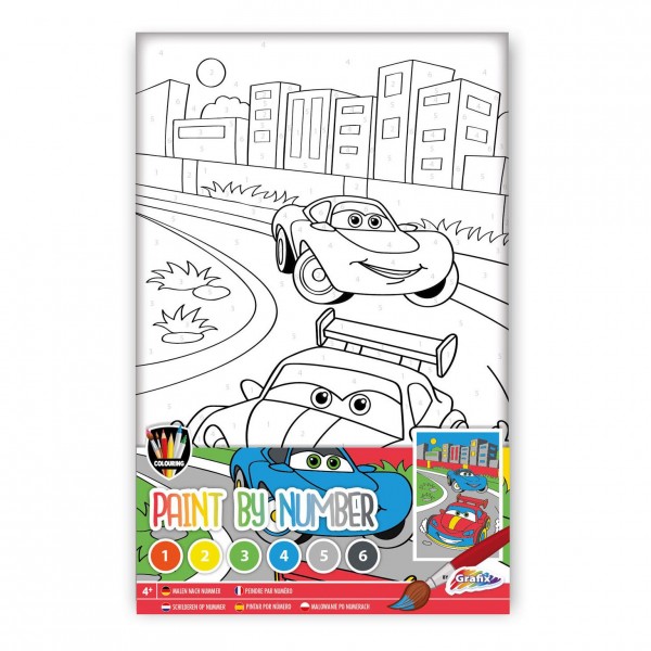 Ζωγραφική με Αριθμούς Τελάρο 19.5x29.7cm με χρώματα και πινέλο Cars