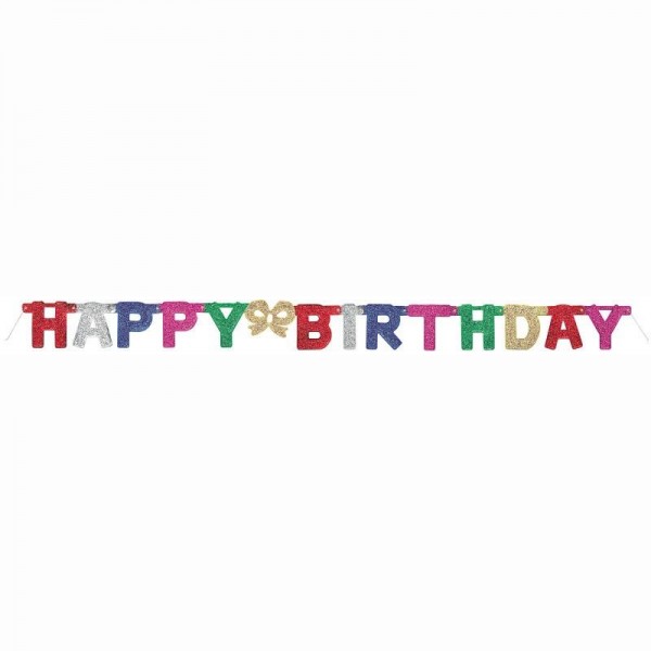 Happy Birthday Deluxe Glitter Jointed Banner Happy Birthday Deluxe Glitter Jointed Banner