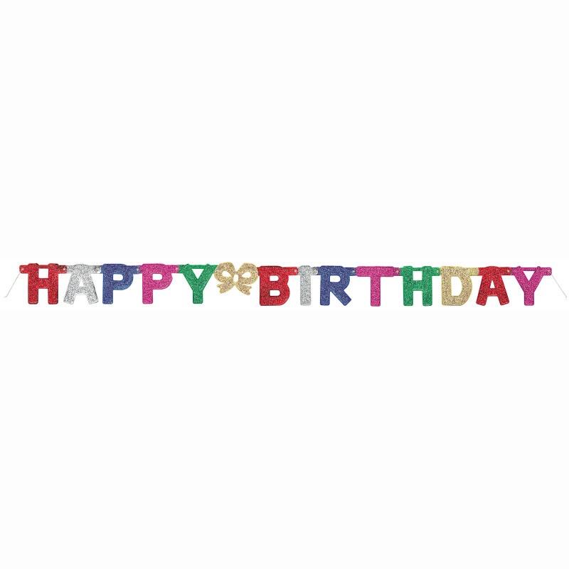 Happy Birthday Deluxe Glitter Jointed Banner