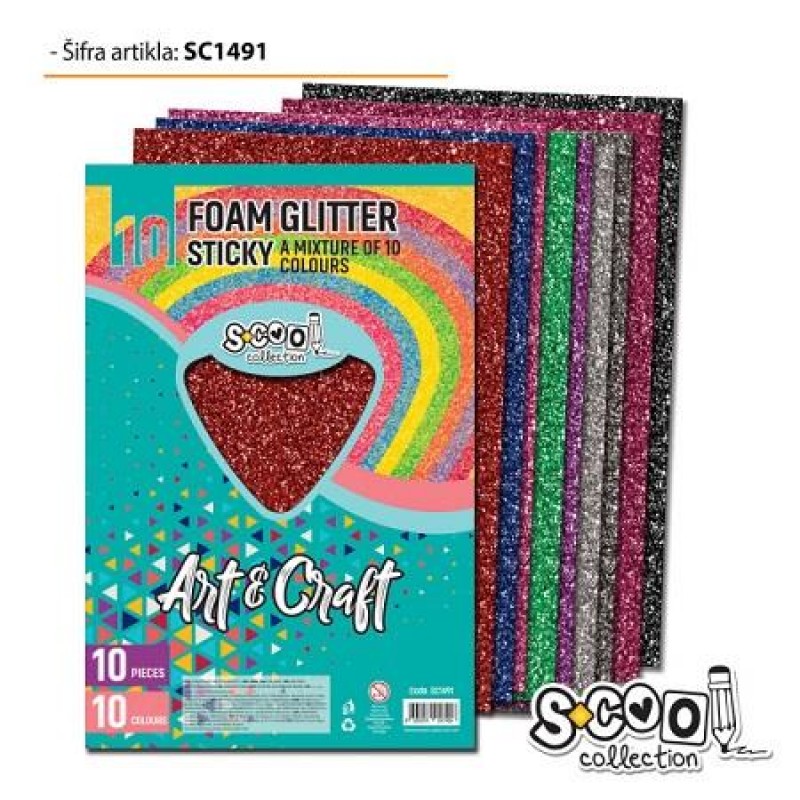Αφρώδες Glitter A4 10 Χρώματα - Αυτοκόλλητα
