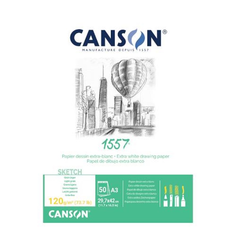 Μπλοκ Σχεδίου Canson 1557 A3 120g 50φ