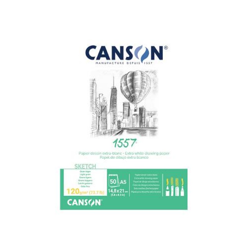 Μπλοκ Σχεδίου Canson 1557 A5 120g 50φ