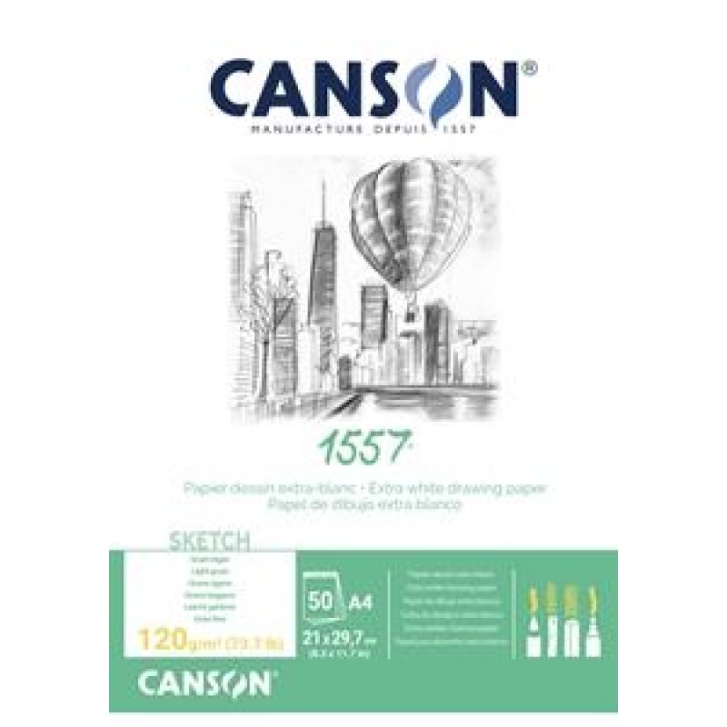 Μπλοκ Σχεδίου Canson 1557 A4 120g 50φ