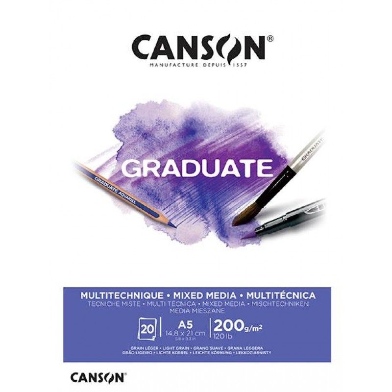 Canson Μπλοκ Graduate Mix Media A5 200gr 20φ
