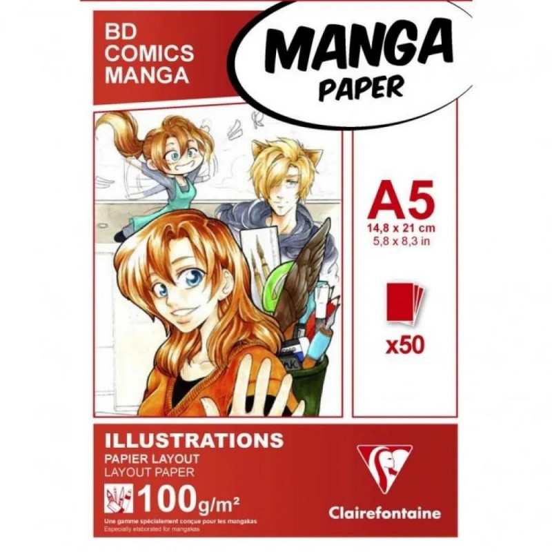 Clairefontaine Μπλοκ Μαρκαδόρου Manga Illustration 50 φύλλων A5 (14,8x21cm) 100gr